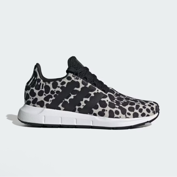 Adidas Swift Run 1.0 Black and White Cheetah print Sneakers - Picture 1 of 8